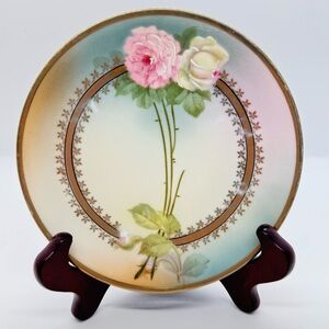 Vintage Hand-Painted Porcelain Plate - PM Bavaria- Floral - 6 inches in diameter